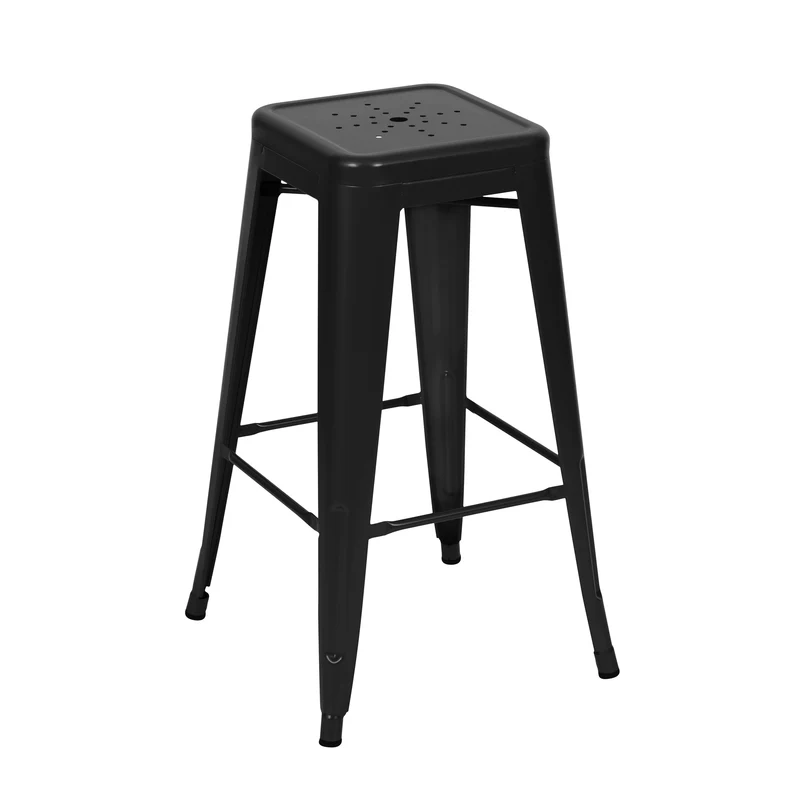 Tabouret de bar mi-hauteur Indus noir mat 66cm (lot de 2)