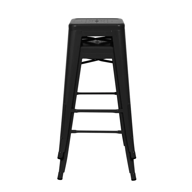 Tabouret de bar mi-hauteur Indus noir mat 66cm (lot de 2)