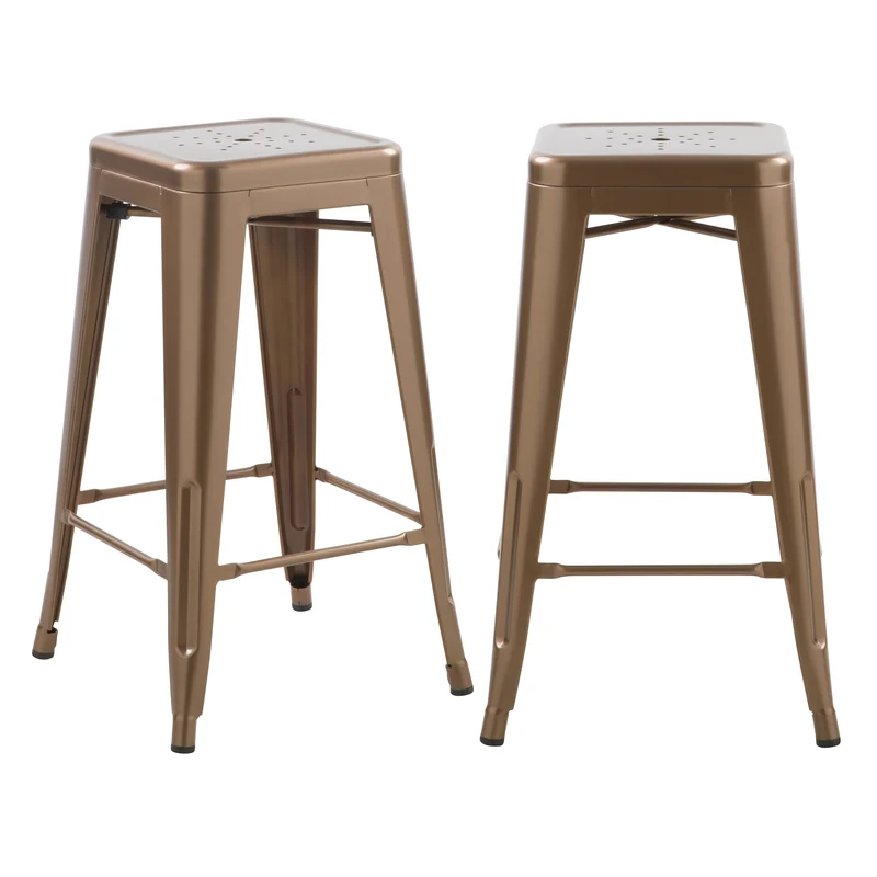 Tabouret de bar mi-hauteur Indus cuivre mat 66cm (lot de 2)