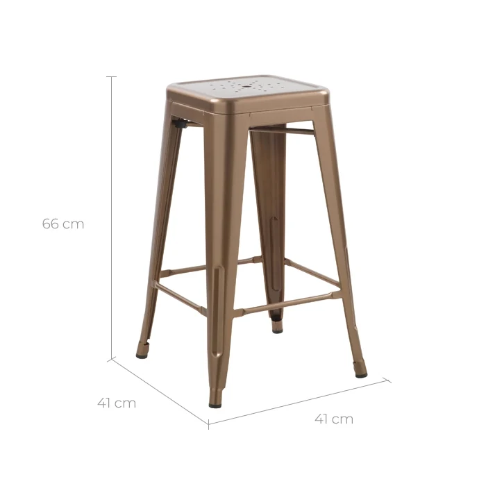 Tabouret de bar mi-hauteur Indus cuivre mat 66cm (lot de 2)