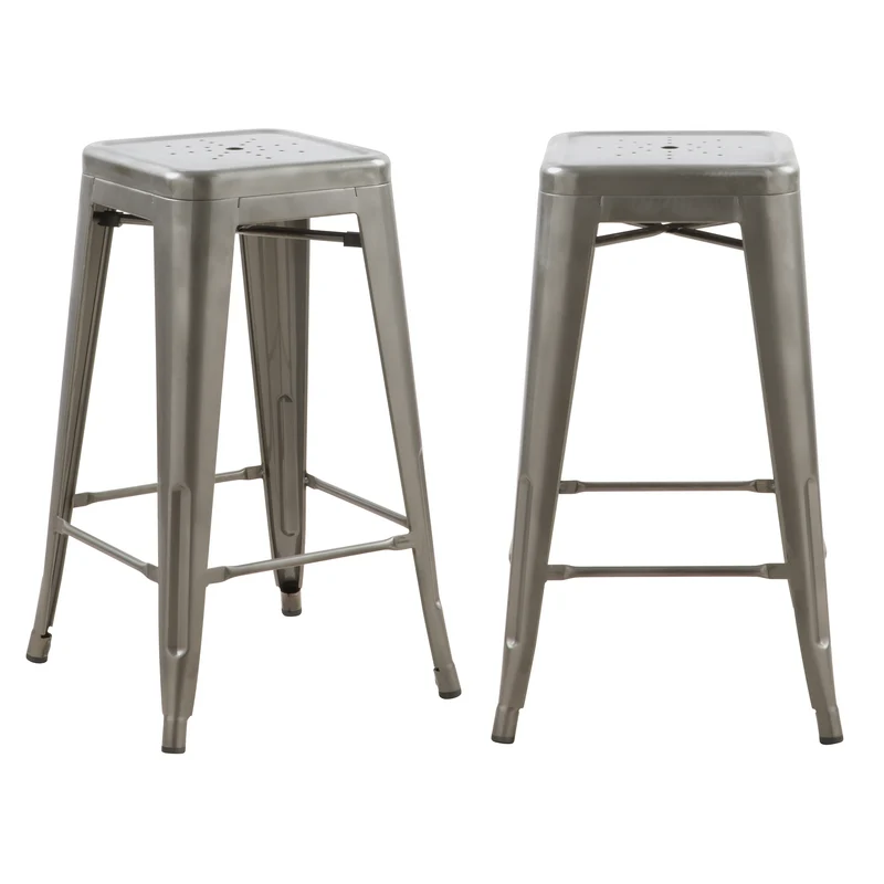 Tabouret de bar mi-hauteur Indus chrome brillant 66 cm (lot de 2)