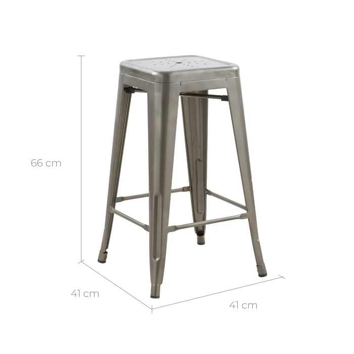 Tabouret de bar mi-hauteur Indus chrome brillant 66 cm (lot de 2)