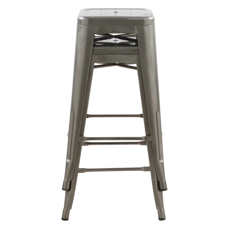 Tabouret de bar mi-hauteur Indus chrome brillant 66 cm (lot de 2)