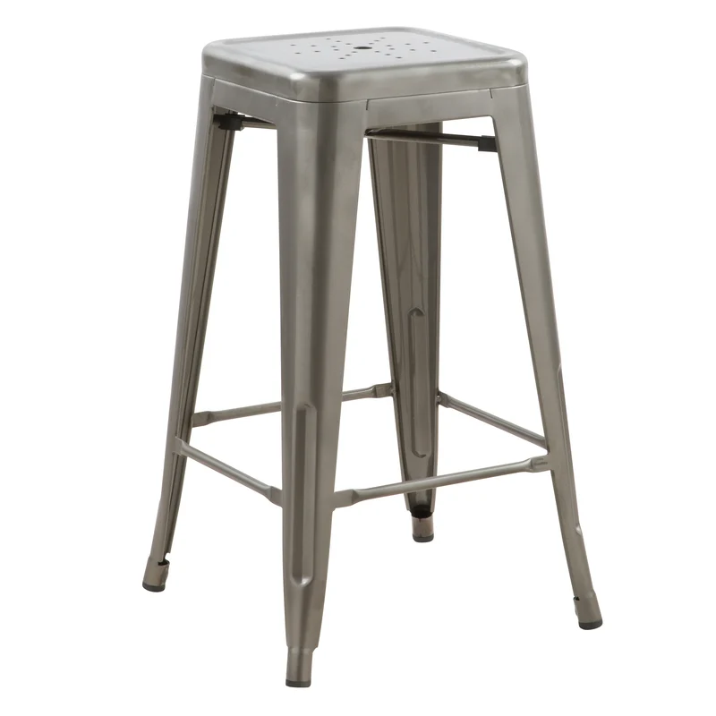 Tabouret de bar mi-hauteur Indus chrome brillant 66 cm (lot de 2)
