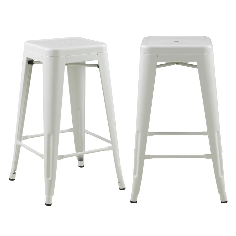 Tabouret de bar mi-hauteur Indus blanc mat 66cm (lot de 2)