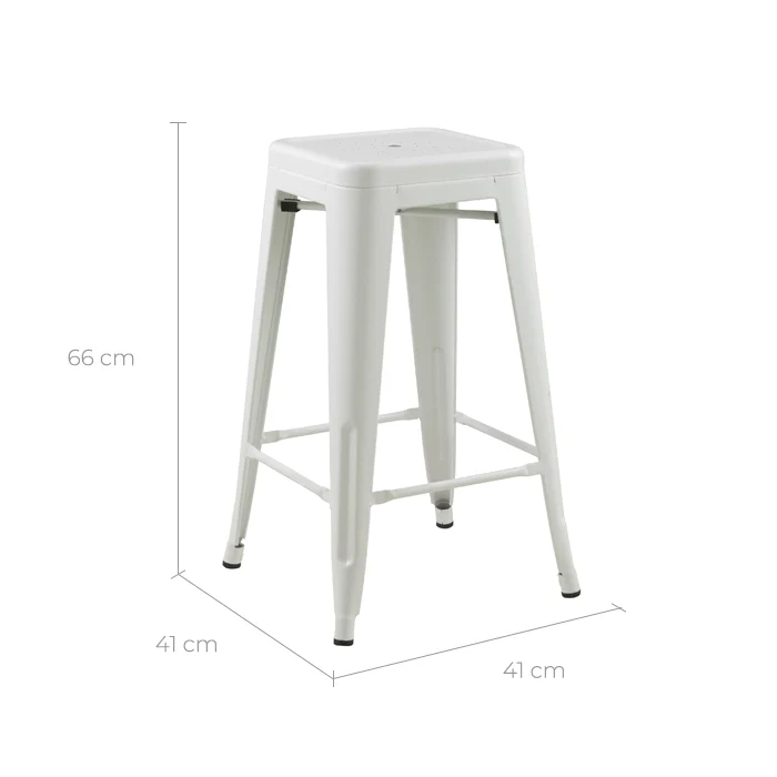 Tabouret de bar mi-hauteur Indus blanc mat 66cm (lot de 2)