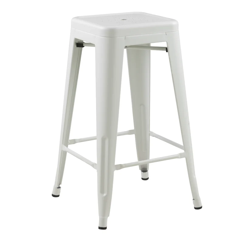 Tabouret de bar mi-hauteur Indus blanc mat 66cm (lot de 2)