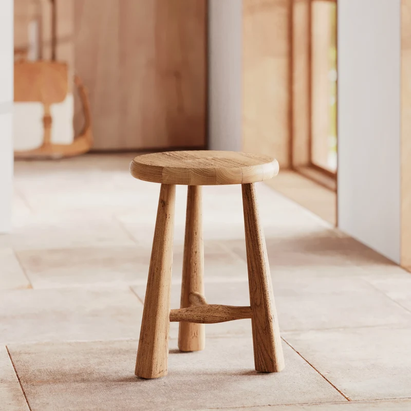 Tabouret Toby en bois d'orme H42