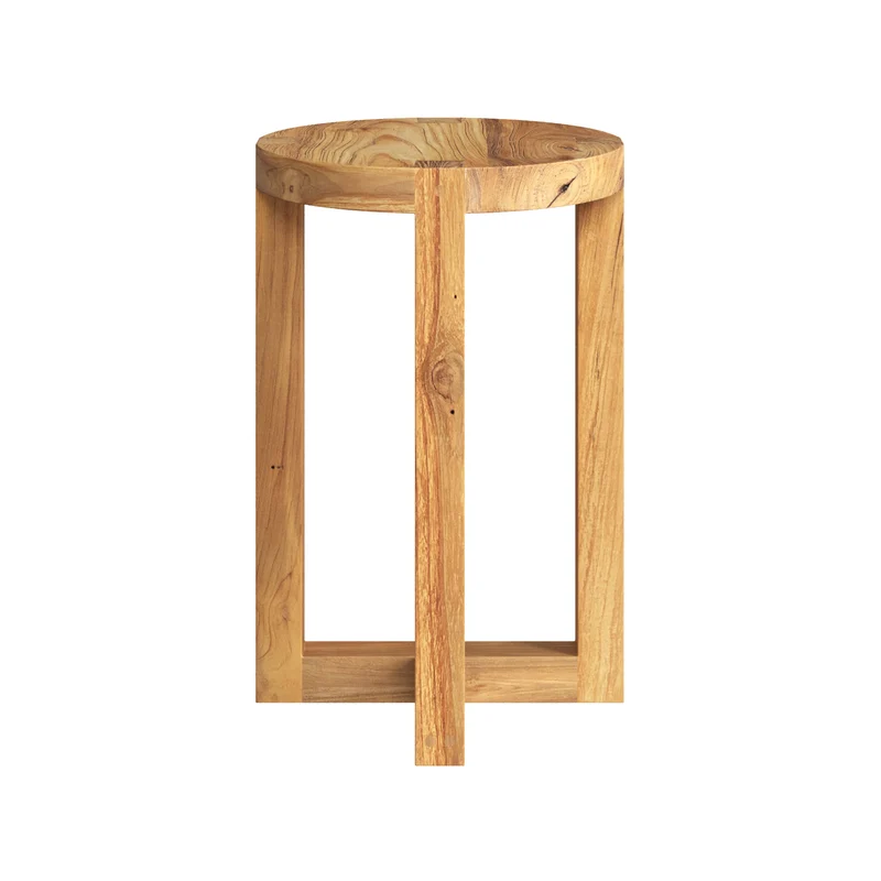 Tabouret rond Noé en bois de teck recyclé H45,5 cm