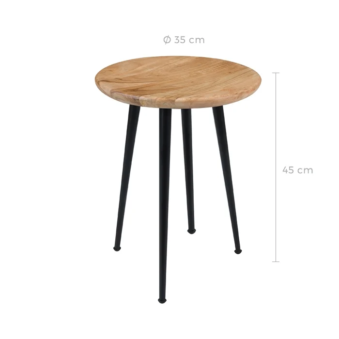 Tabouret rond Modasa en acacia