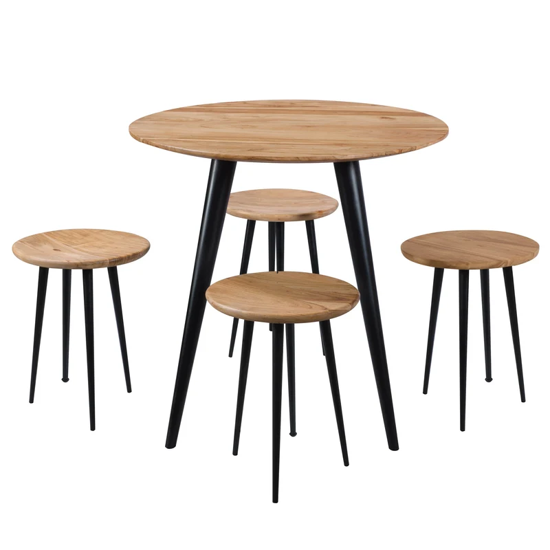 Tabouret rond Modasa en acacia