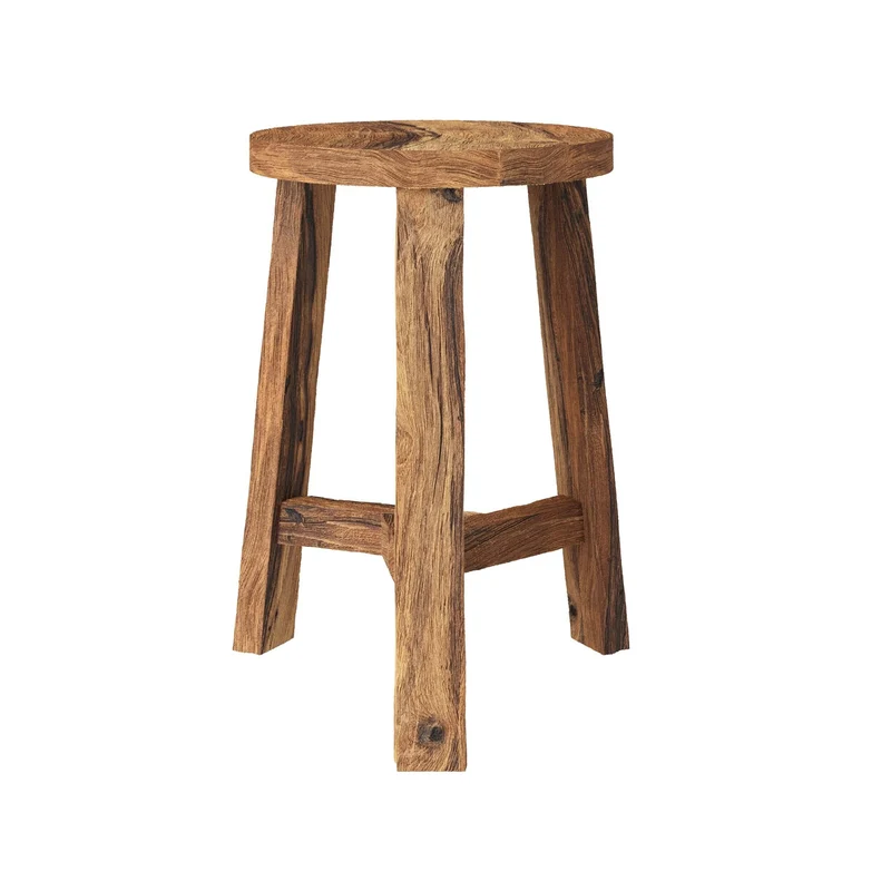 Tabouret rond Léa en bois de teck recyclé H45 cm
