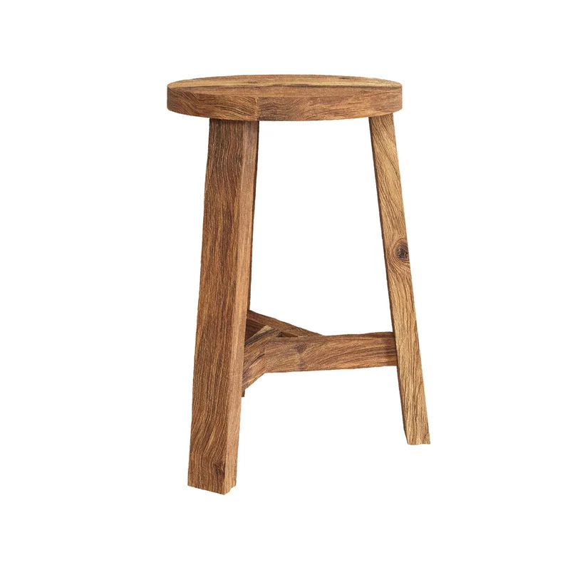 Tabouret rond Léa en bois de teck recyclé H45 cm
