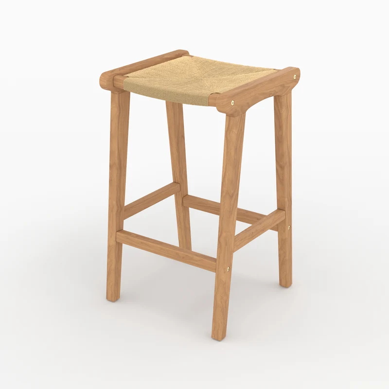 Tabouret pour îlot central Kuna 68 cm en teck et rotin