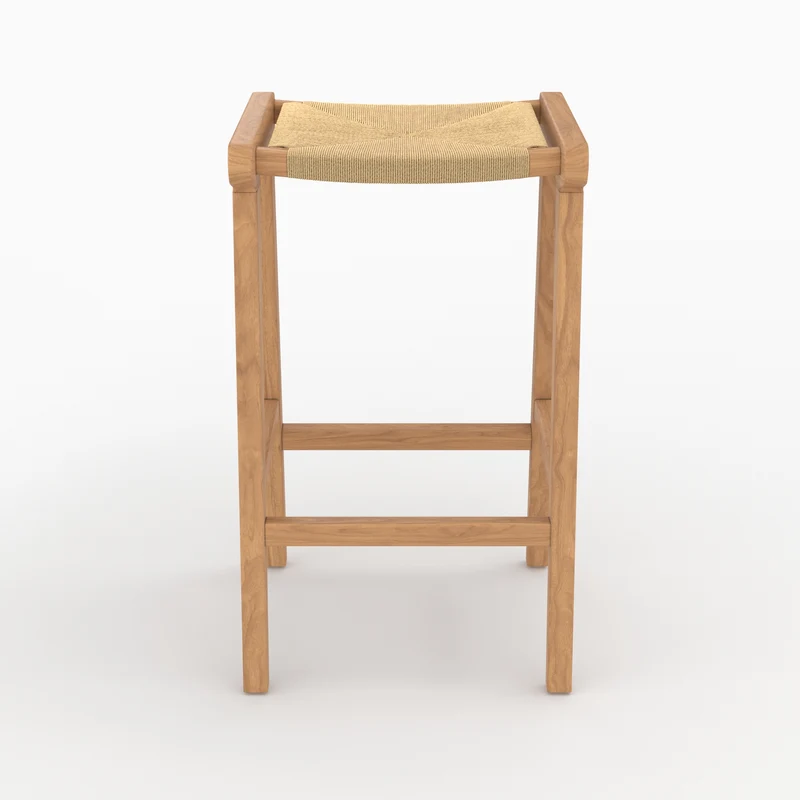 Tabouret pour îlot central Kuna 68 cm en teck et rotin