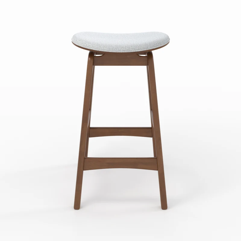 Tabouret pour îlot central Jude 65,5 cm en bois foncé et tissu gris clair (lot de 2)