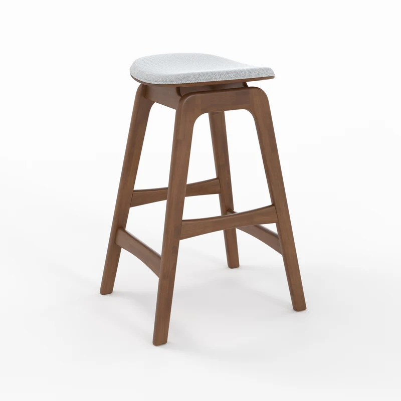Tabouret pour îlot central Jude 65,5 cm en bois foncé et tissu gris clair (lot de 2)