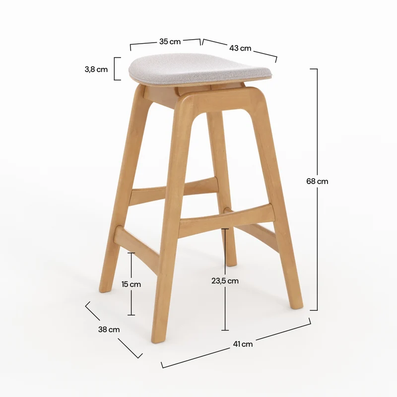 Tabouret pour îlot central Jude 65,5 cm en bois clair et tissu beige (lot de 2)