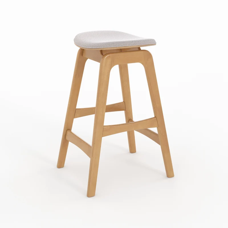 Tabouret pour îlot central Jude 65,5 cm en bois clair et tissu beige (lot de 2)
