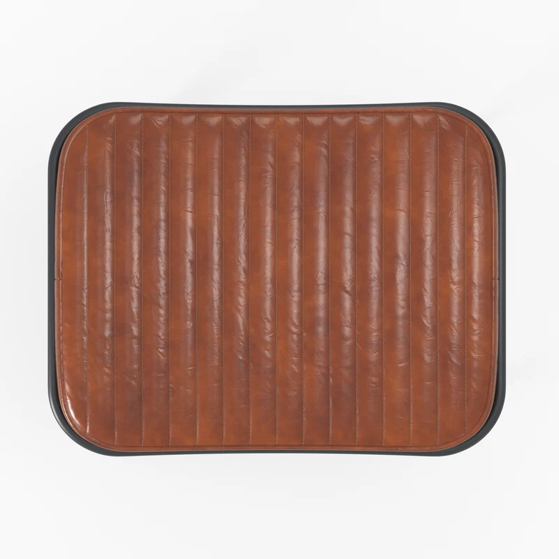 Tabouret Germain en cuir marron