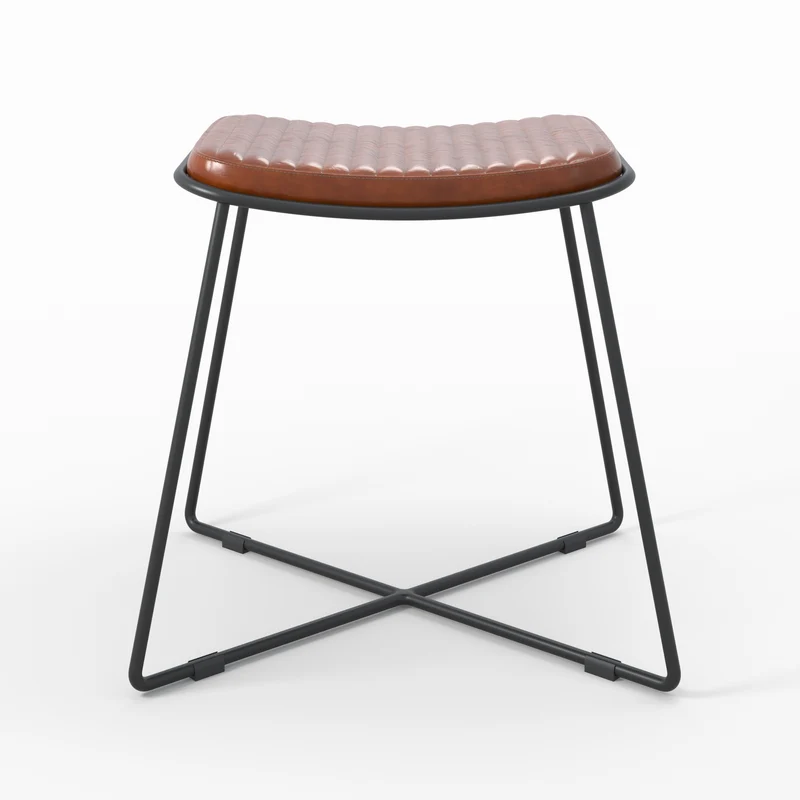 Tabouret Germain en cuir marron