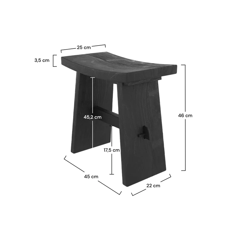 Tabouret Eka en bois noir