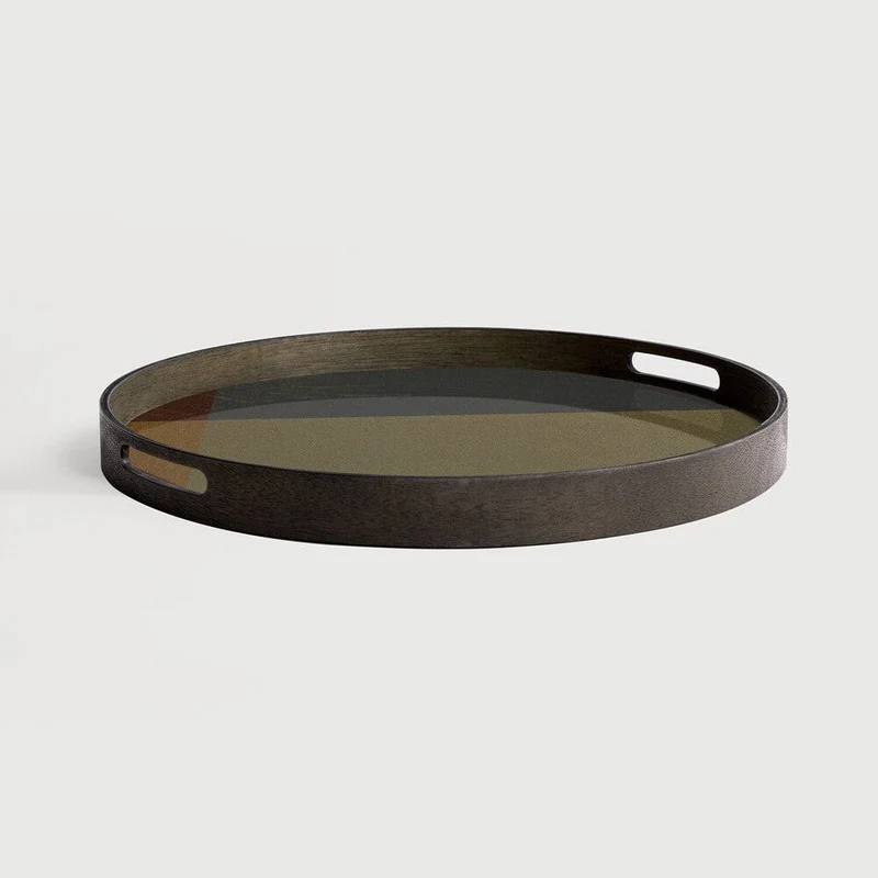 Ethnicraft Plateau en Verre Angle - Rond - Petit Ø 48 cm