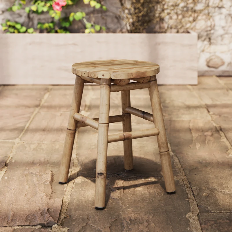 Tabouret de jardin Polly en bambou H45,5 cm