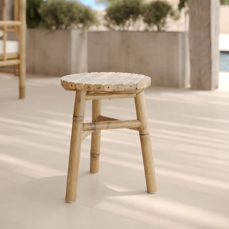 Tabouret de jardin Eli en bambou H38 cm