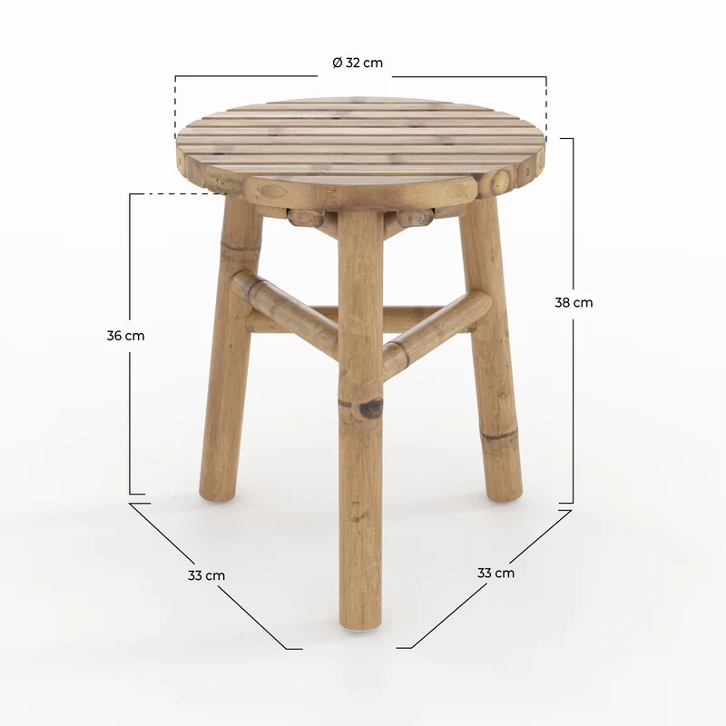 Tabouret de jardin Eli en bambou H38 cm