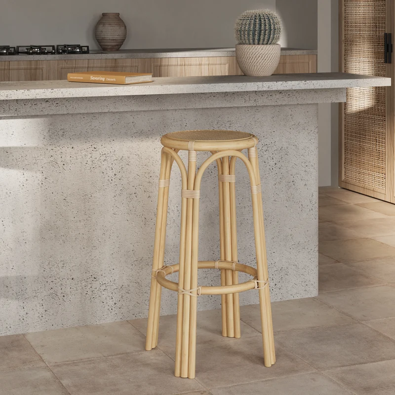 Tabouret de bar Vania en rotin 77 cm