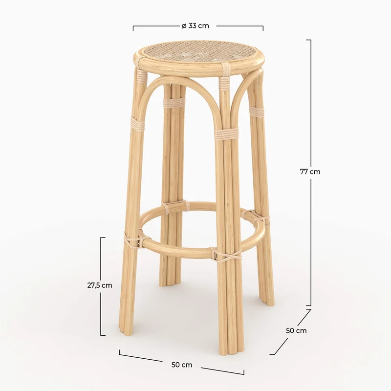 Tabouret de bar Vania en rotin 77 cm