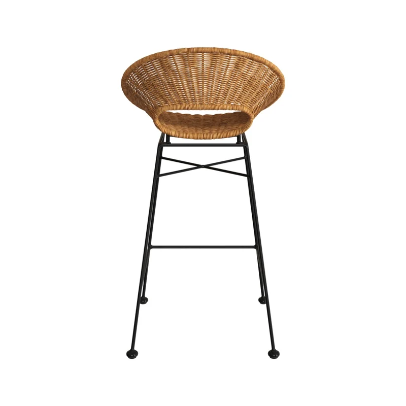 Tabouret de bar Rava en résine tressée naturelle 65 cm (lot de 2)