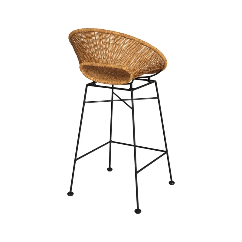 Tabouret de bar Rava en résine tressée naturelle 65 cm (lot de 2)