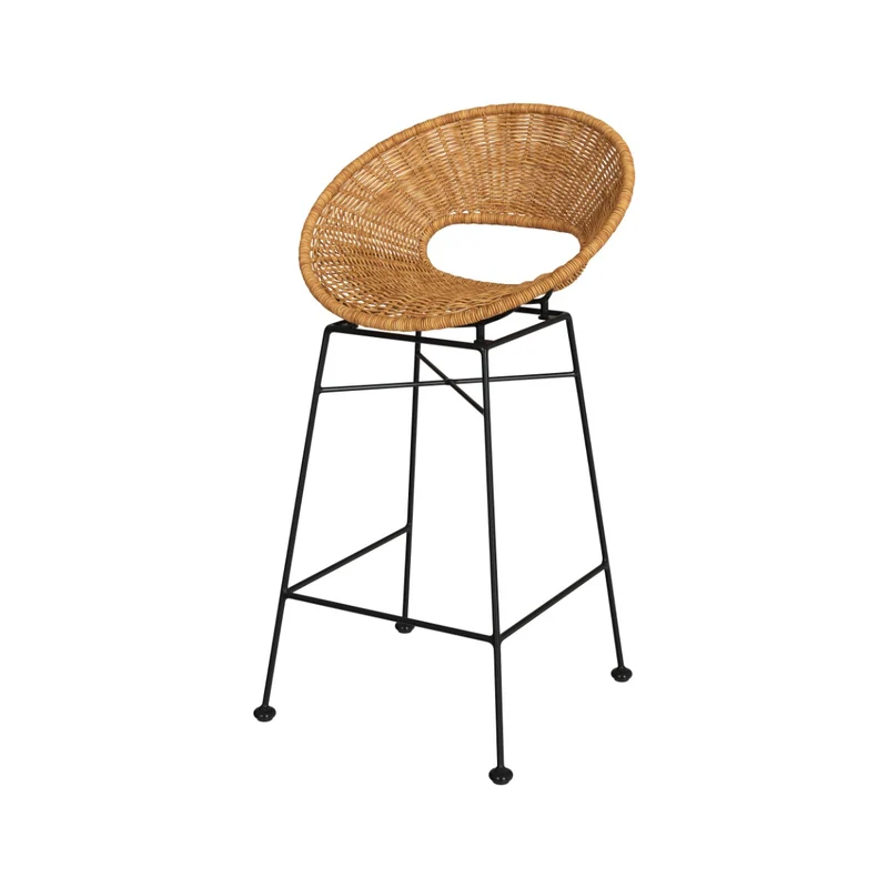 Tabouret de bar Rava en résine tressée naturelle 65 cm (lot de 2)