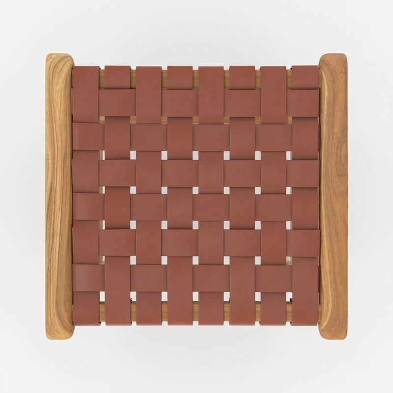 Tabouret de bar mi-hauteur Kuna en cuir tressé marron 68 cm