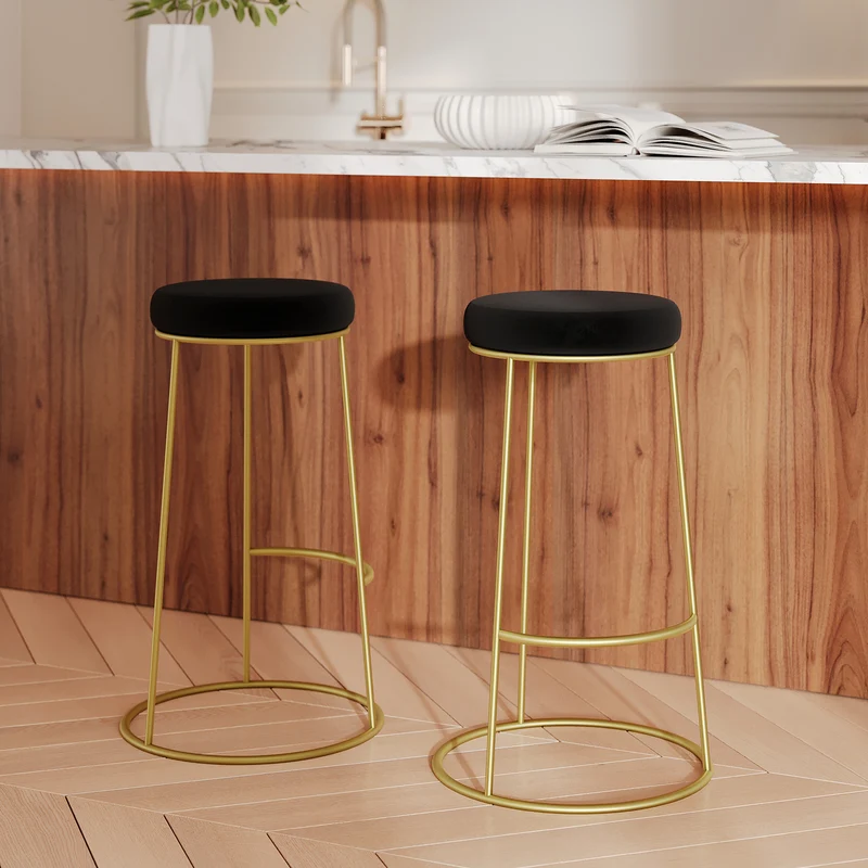 Tabouret de bar Kendal en velours noir 73 cm (lot de 2)