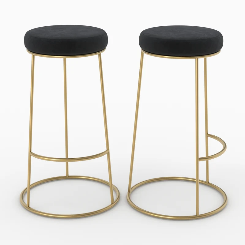 Tabouret de bar Kendal en velours noir 73 cm (lot de 2)