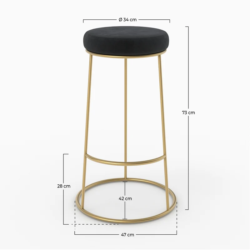 Tabouret de bar Kendal en velours noir 73 cm (lot de 2)
