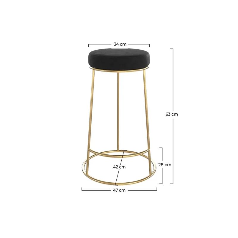 Tabouret de bar mi-hauteur Kendal en velours noir 63 cm (lot de 2)