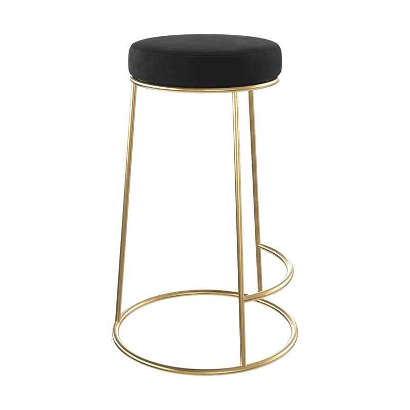Tabouret de bar mi-hauteur Kendal en velours noir 63 cm (lot de 2)