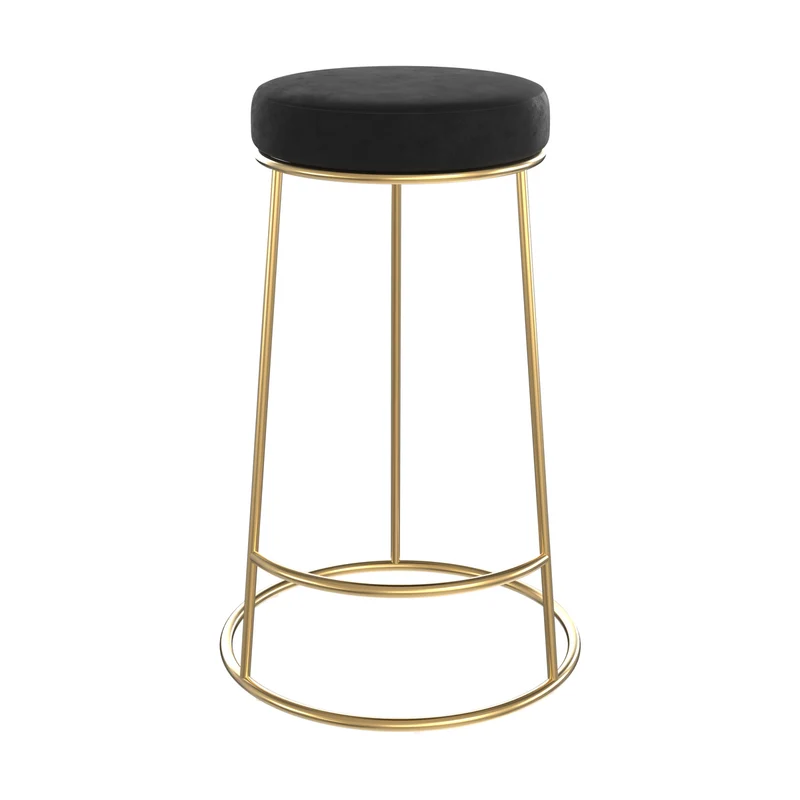 Tabouret de bar mi-hauteur Kendal en velours noir 63 cm (lot de 2)