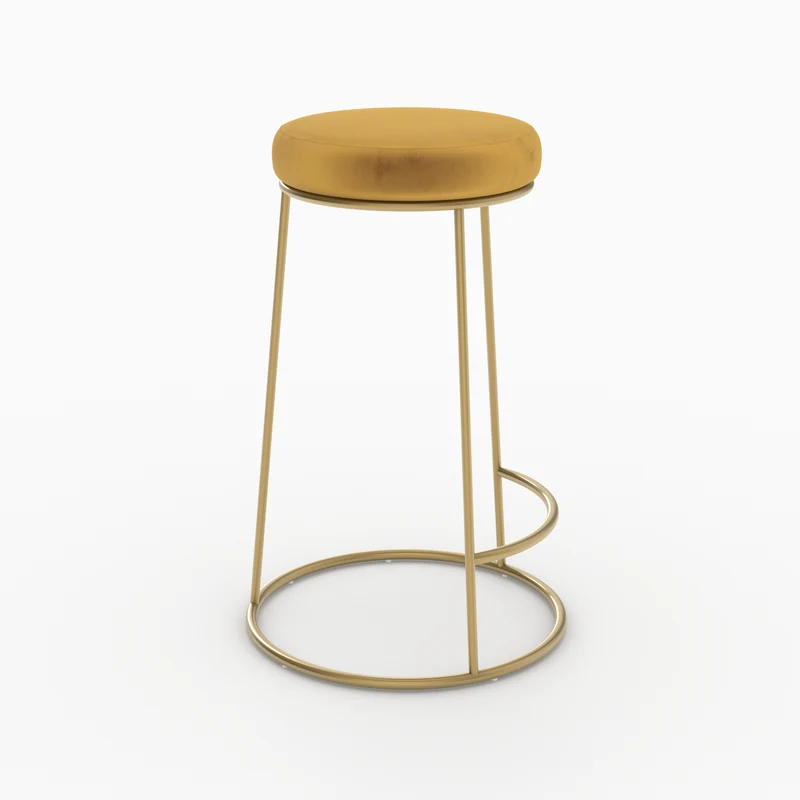 Tabouret de bar mi-hauteur Kendal en velours jaune curry 63 cm (lot de 2)