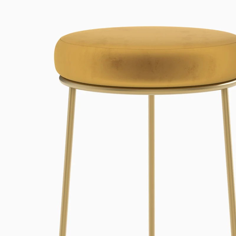 Tabouret de bar mi-hauteur Kendal en velours jaune curry 63 cm (lot de 2)