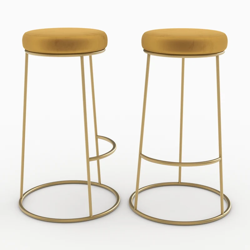 Tabouret de bar Kendal en velours jaune curry 73 cm (lot de 2)