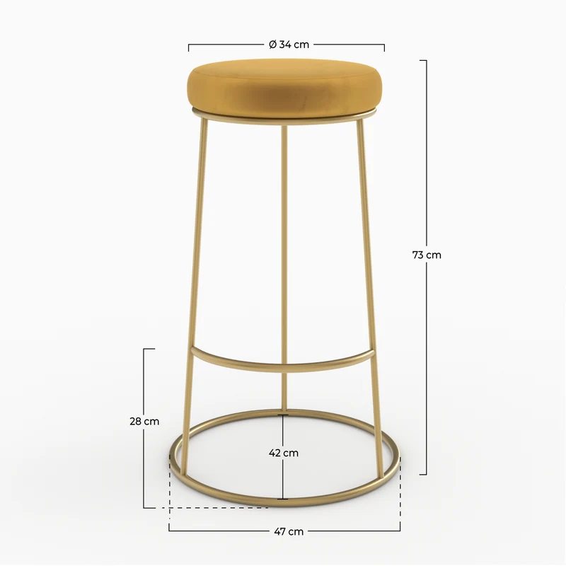 Tabouret de bar Kendal en velours jaune curry 73 cm (lot de 2)