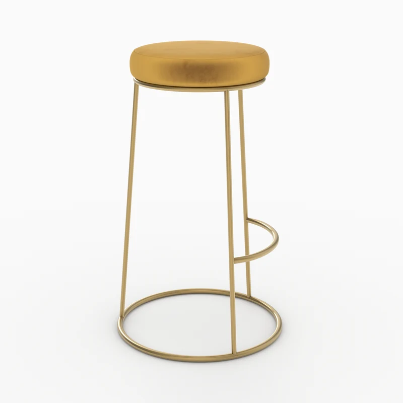 Tabouret de bar Kendal en velours jaune curry 73 cm (lot de 2)