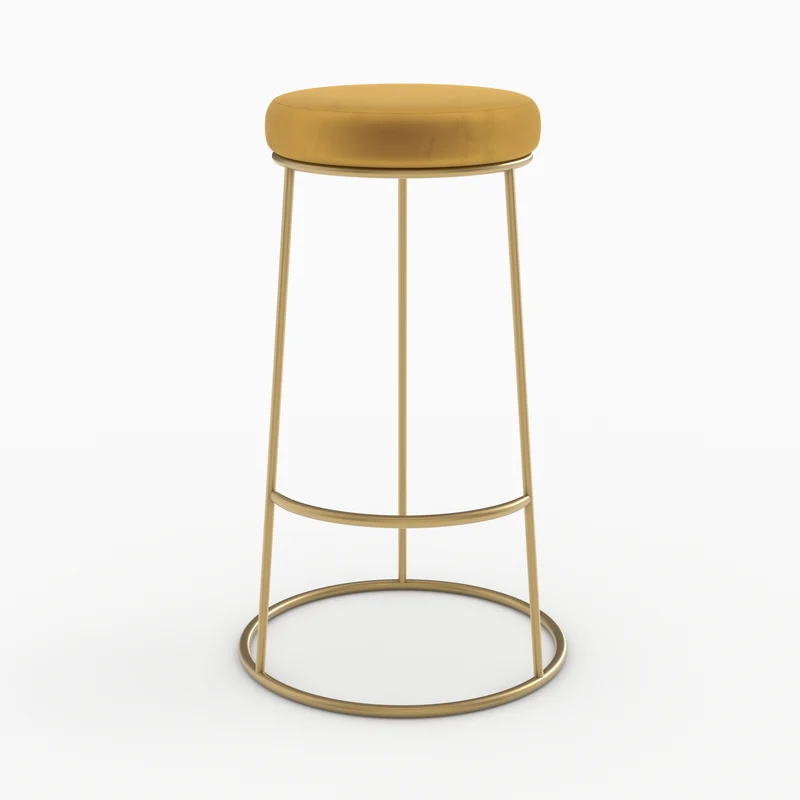 Tabouret de bar Kendal en velours jaune curry 73 cm (lot de 2)