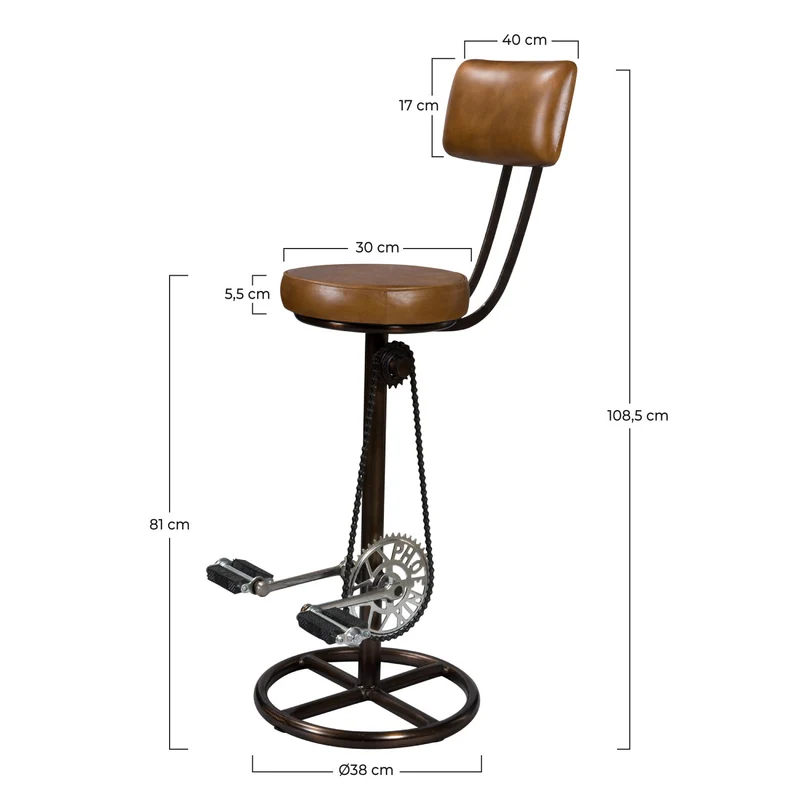 Chaise de bar Phoenix en cuir 76 cm