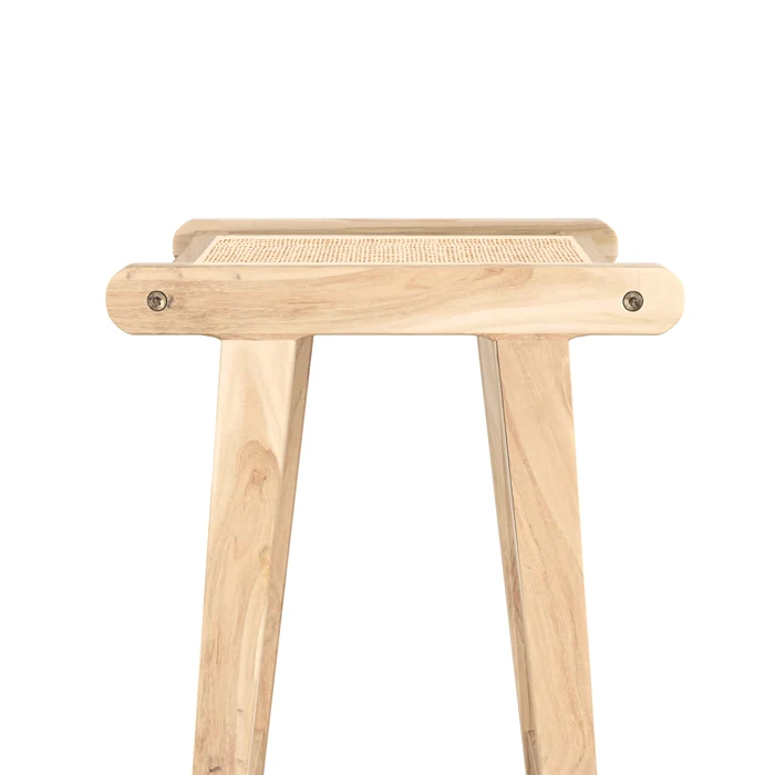 Tabouret de bar Haida en teck et rotin naturel 66 cm
